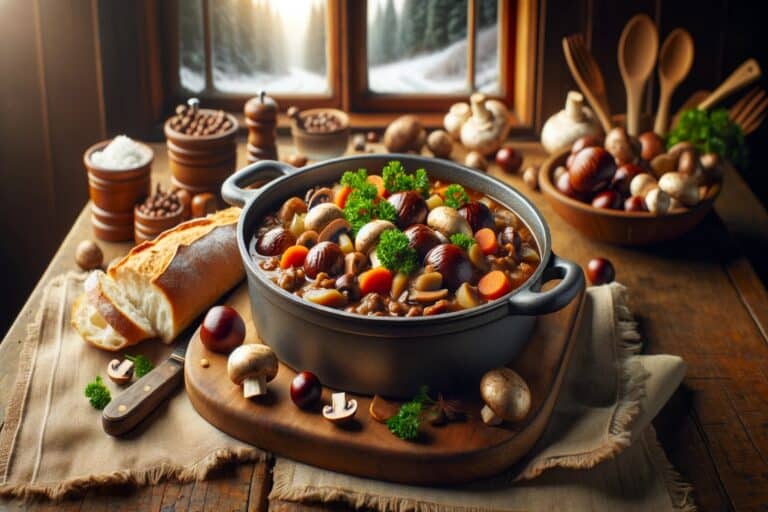 Vegan στιφάδο με κάστανα και μανιτάρια