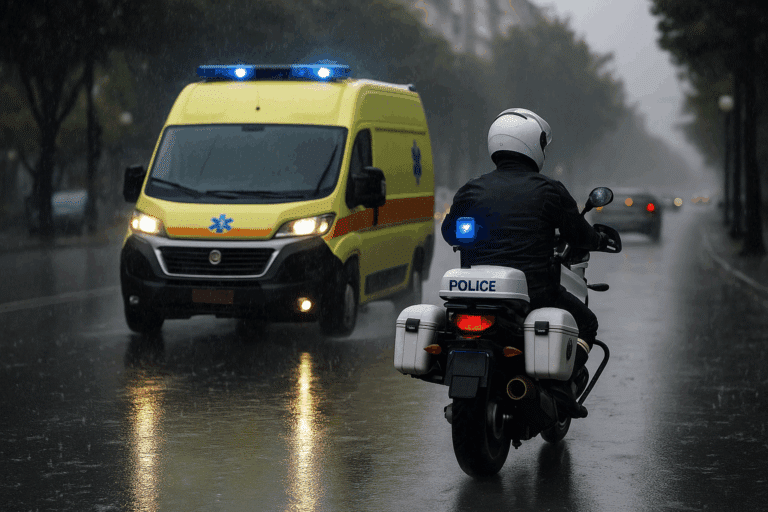 Θεσσαλονίκη: Εντυπωσιακή «γέφυρα ζωής» της ΕΛ.ΑΣ. για τη μεταφορά βρέφους στο Ιπποκράτειο