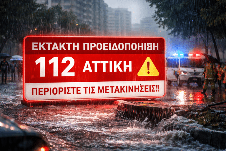 Έκτακτη προειδοποίηση για την Αττική: Περιορίστε τις μετακινήσεις λόγω έντονων καιρικών φαινομένων