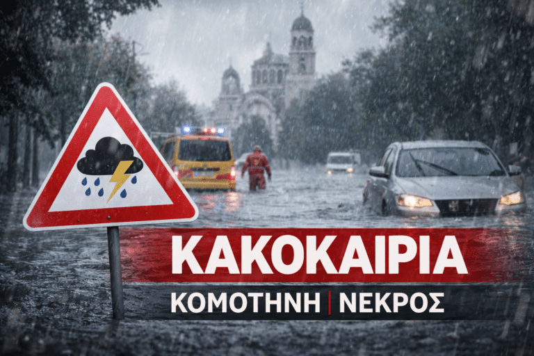 Κακοκαιρία με έντονες βροχές και έναν νεκρό στην Κομοτηνή