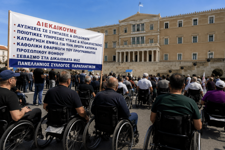 ΠΑΣΠΑ: Κινητοποίηση στη Βουλή για συντάξεις, επιδόματα και δικαιώματα των ατόμων με αναπηρία